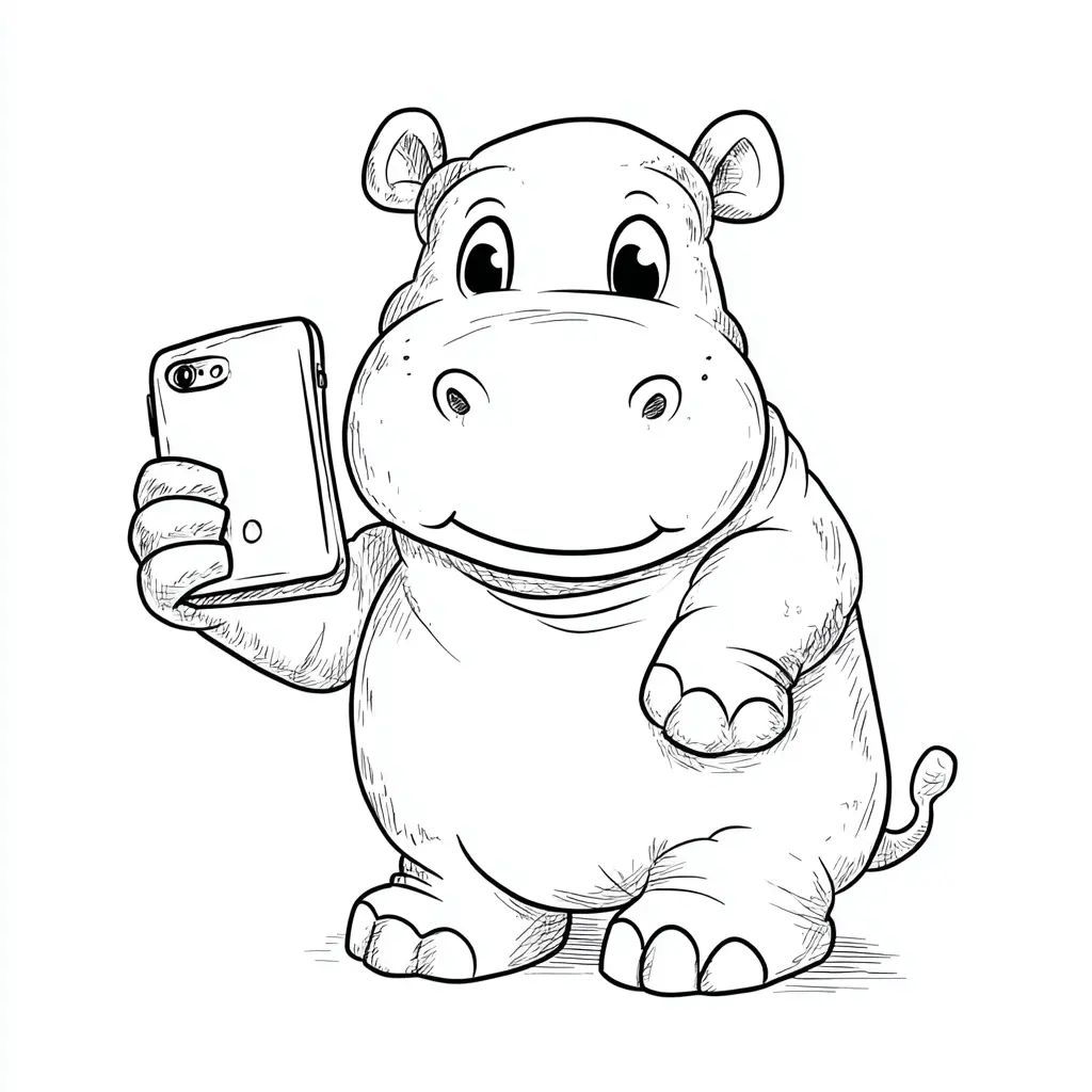 Dibujos de hipopótamos para colorear | SELFIE DE HIPOPÓTAMO