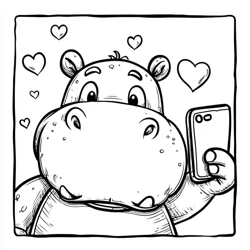 Dibujos de hipopótamos para colorear | HIPOPÓTAMO CON CORAZONES