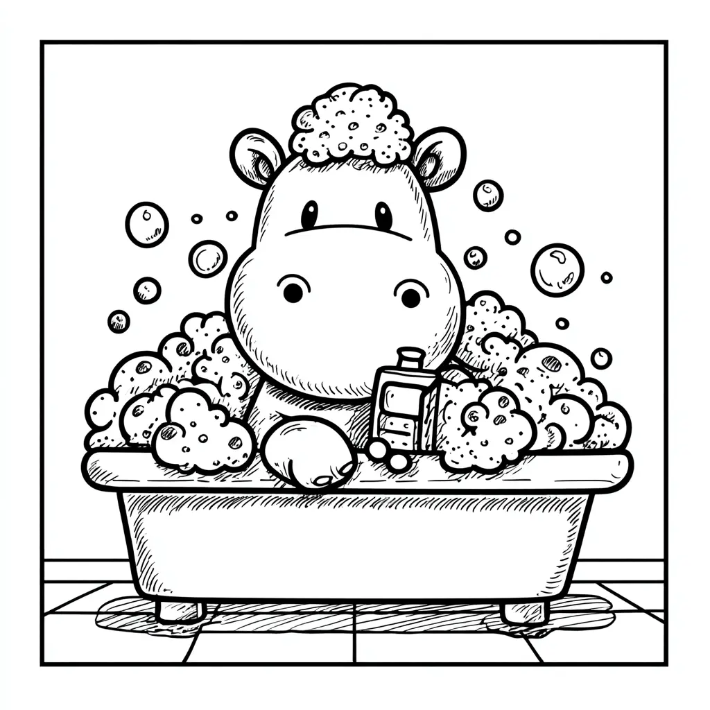 Dibujos de hipopótamos para colorear | HIPOPÓTAMO CON BURBUJAS