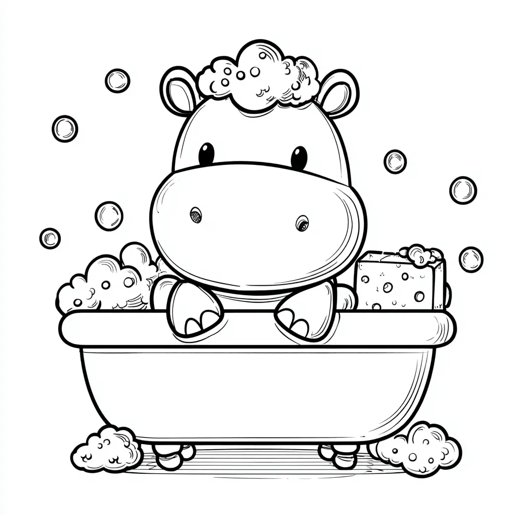 Dibujos de hipopótamos para colorear | HIPOPÓTAMO EN LA BAÑERA