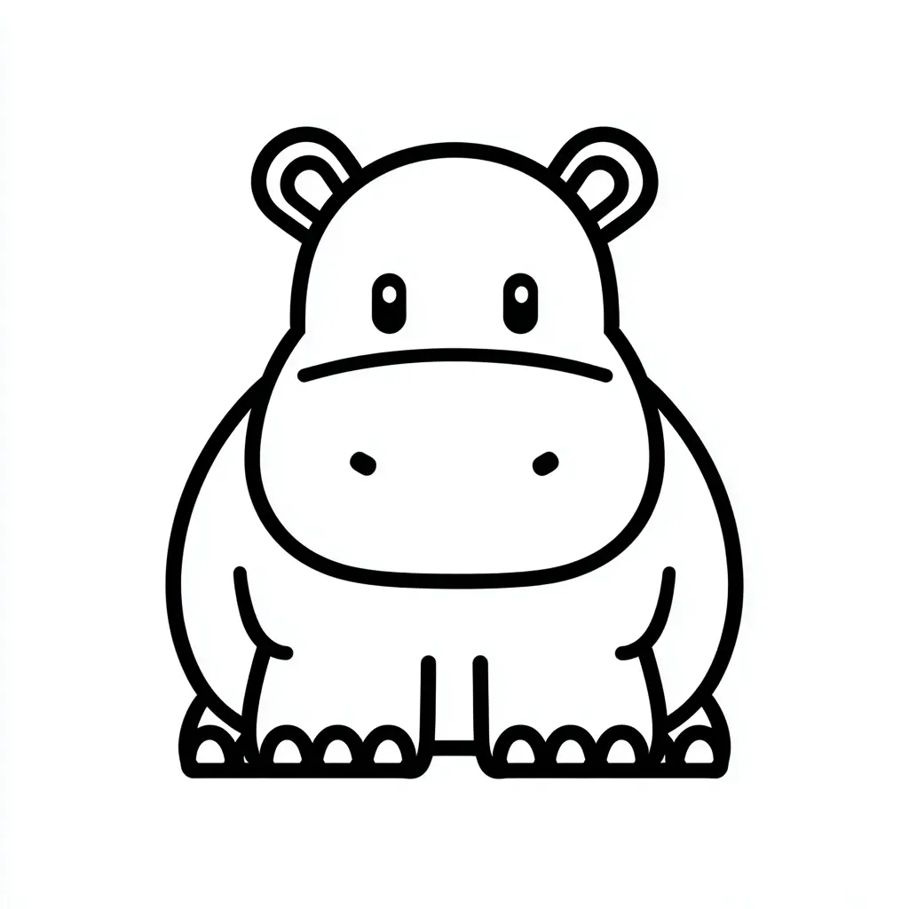 Dibujos de hipopótamos para colorear | HIPOPÓTAMO MINIMALISTA