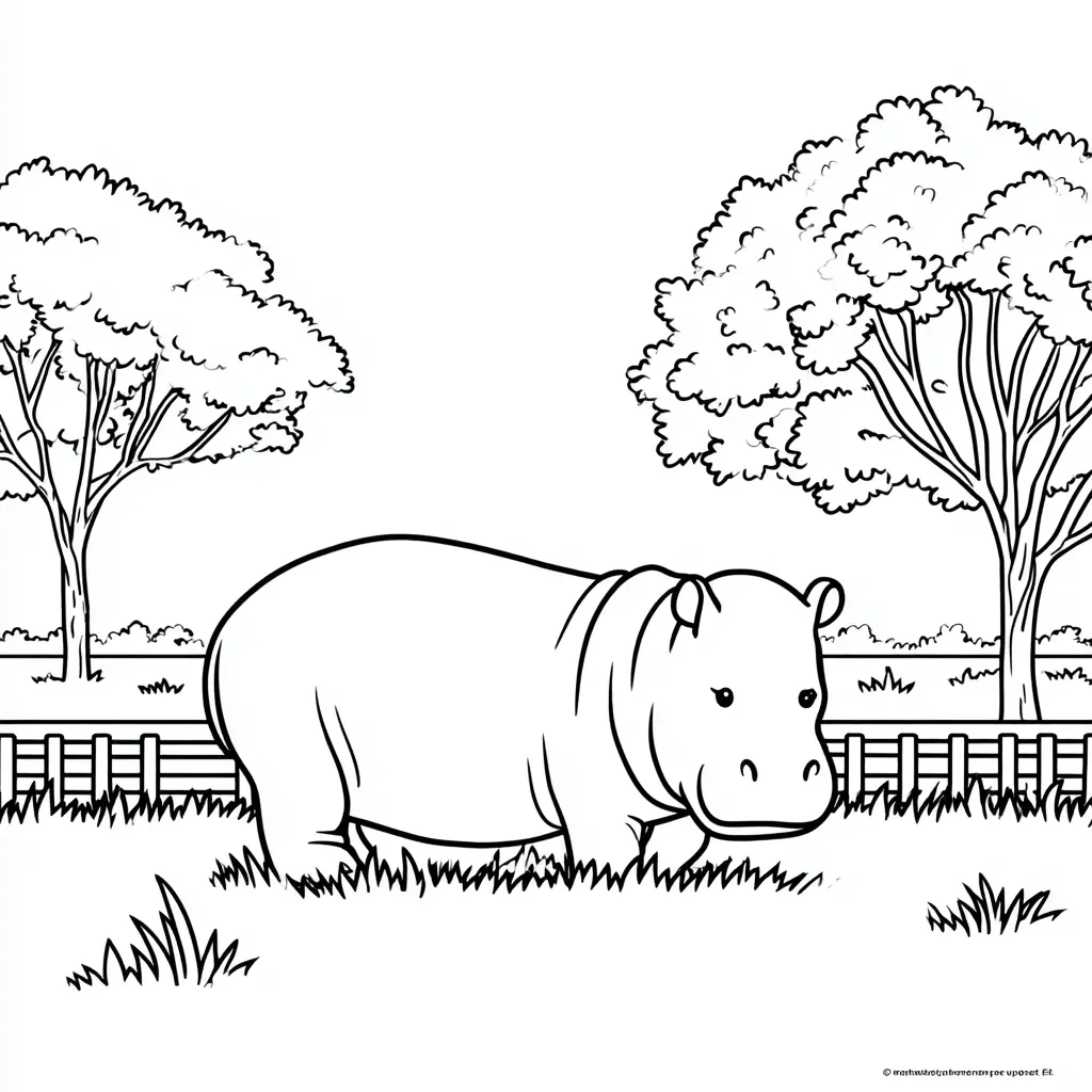 Dibujos de hipopótamos para colorear | HIPOPÓTAMO EN LA HIERBA