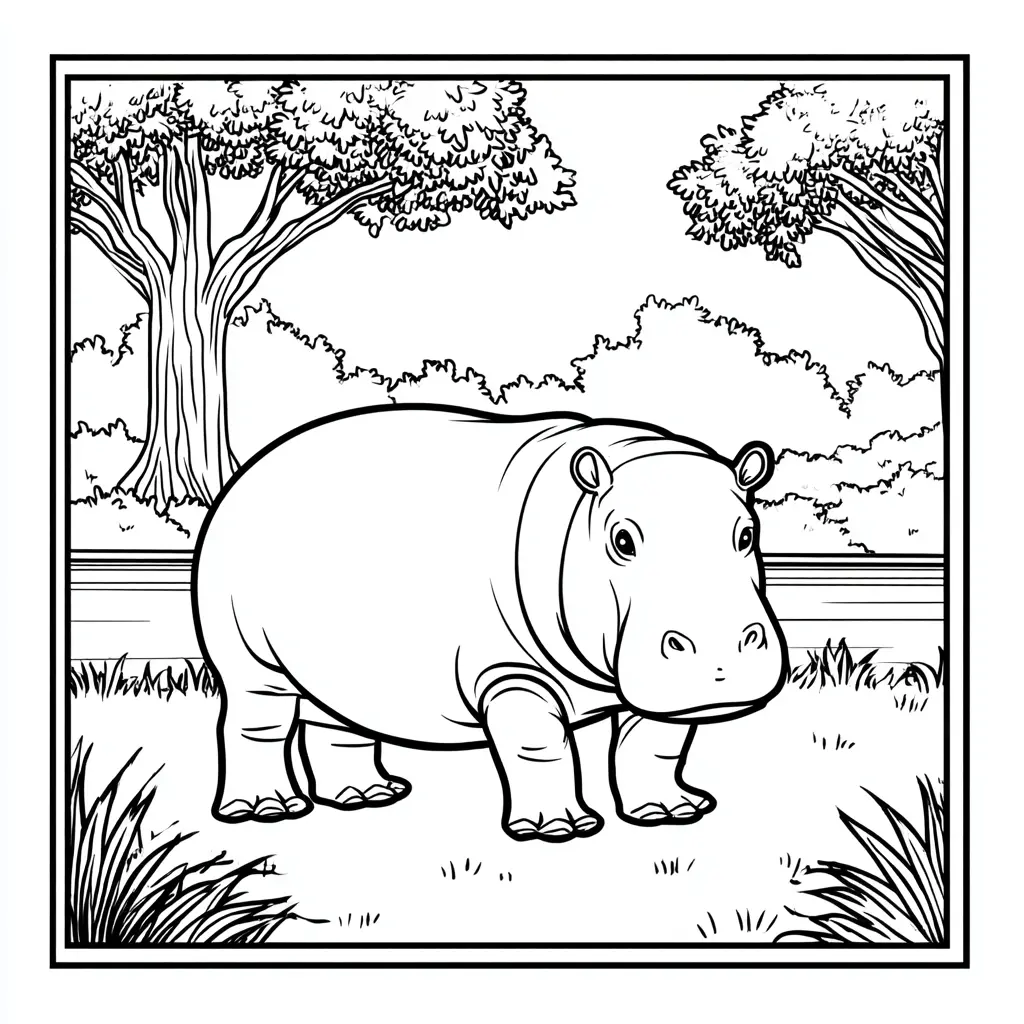 Dibujos de hipopótamos para colorear | HIPOPÓTAMO MIRANDO