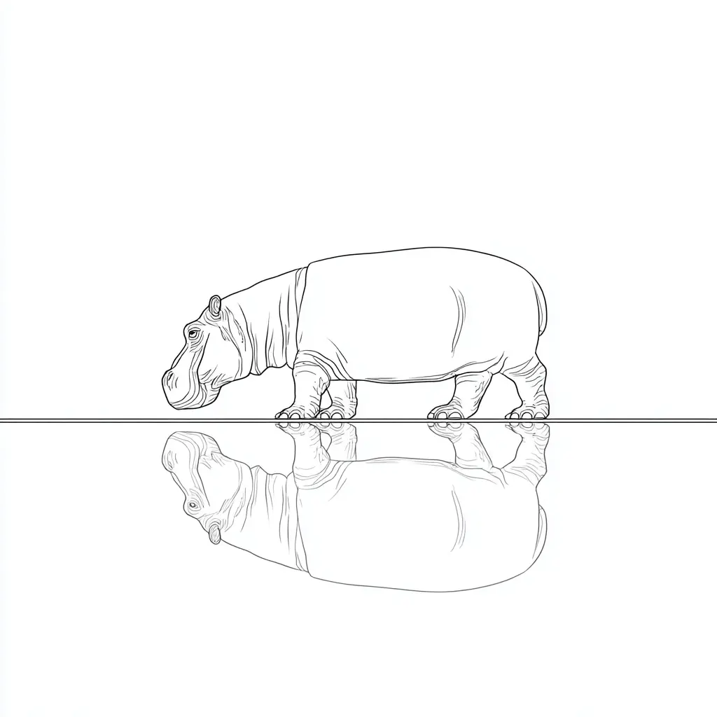 Dibujos de hipopótamos para colorear | REFLEJO DE HIPOPÓTAMO