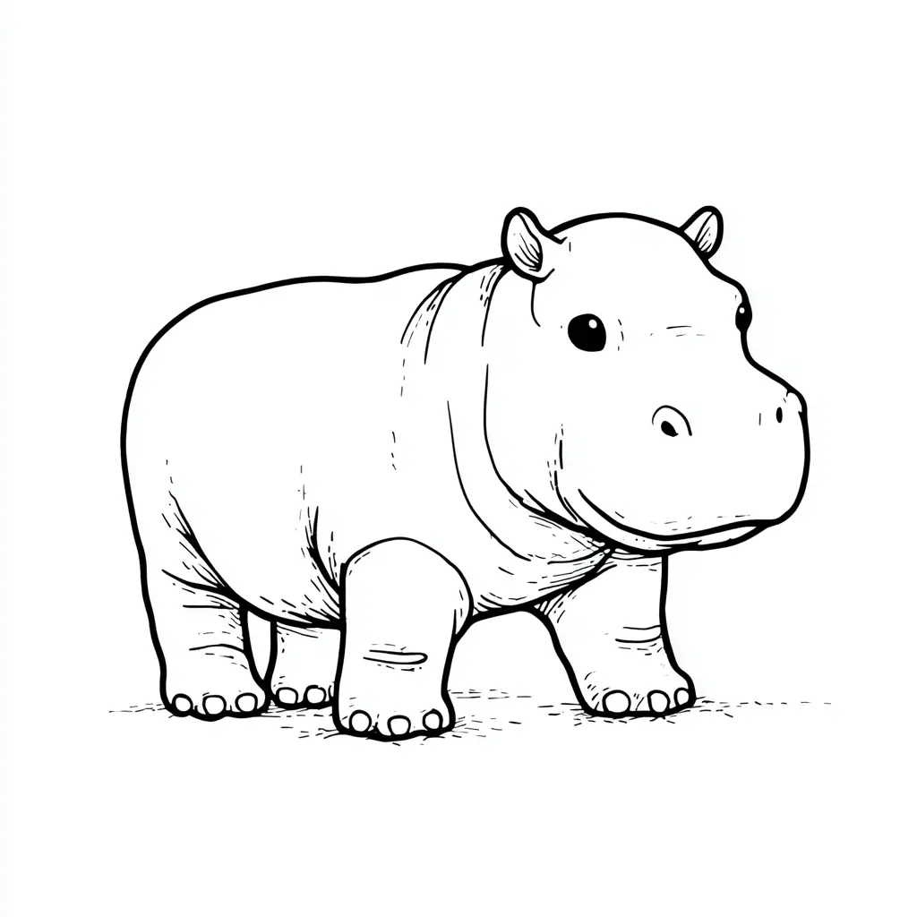 Dibujos de hipopótamos para colorear | HIPOPÓTAMO JÓVEN