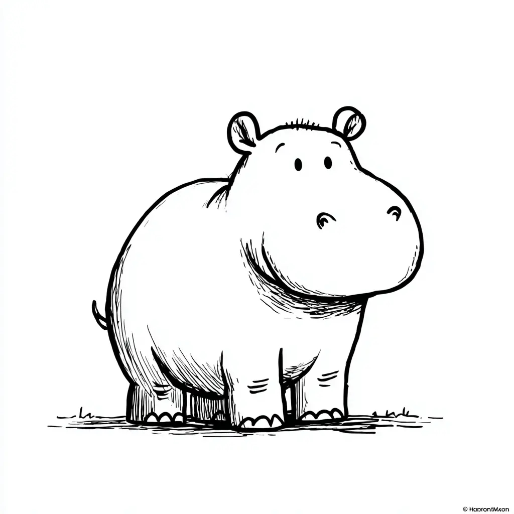 Dibujos de hipopótamos para colorear | HIPOPÓTAMO SIMPLE