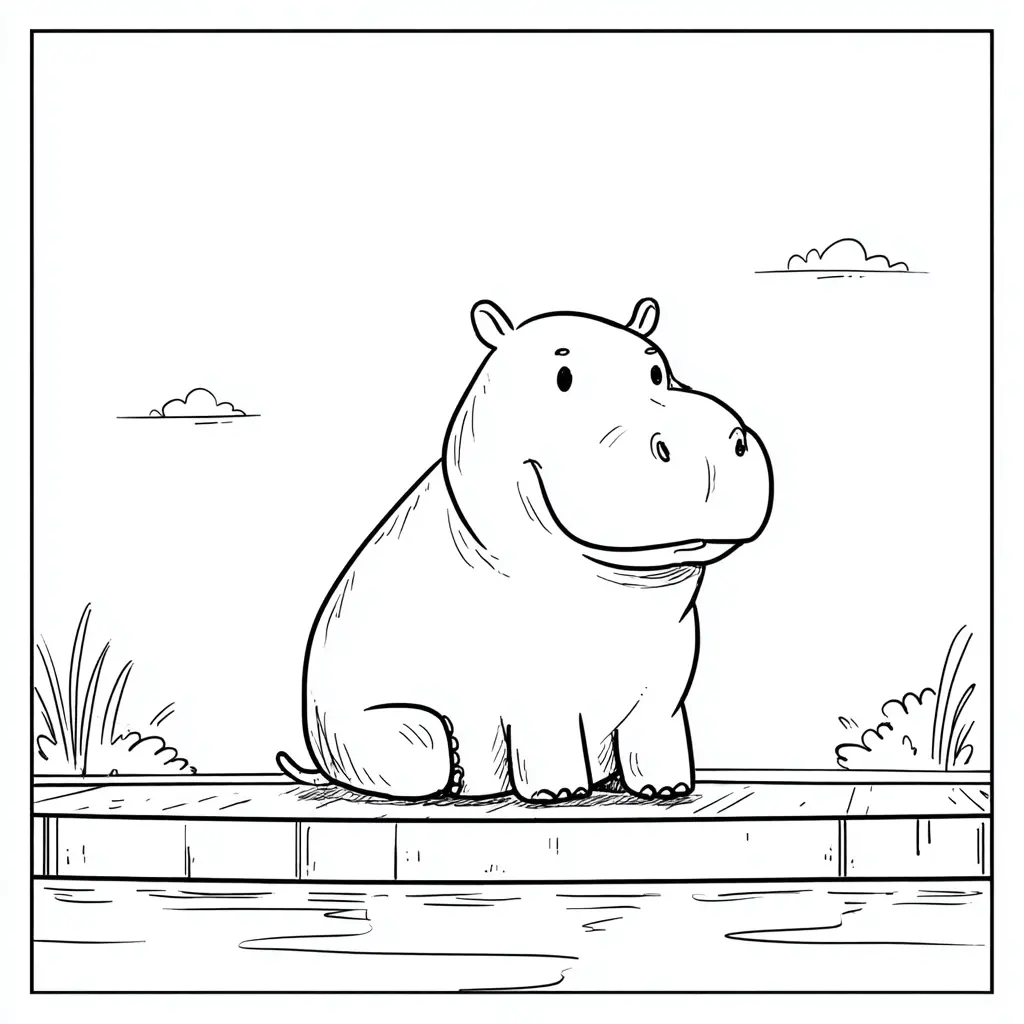 Dibujos de hipopótamos para colorear | HIPOPÓTAMO PLÁCIDO