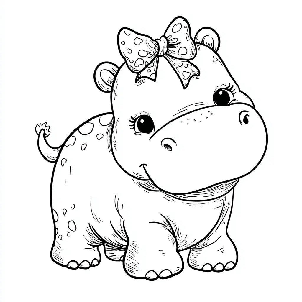 Dibujos de hipopótamos para colorear | HIPOPÓTAMA CON LAZO