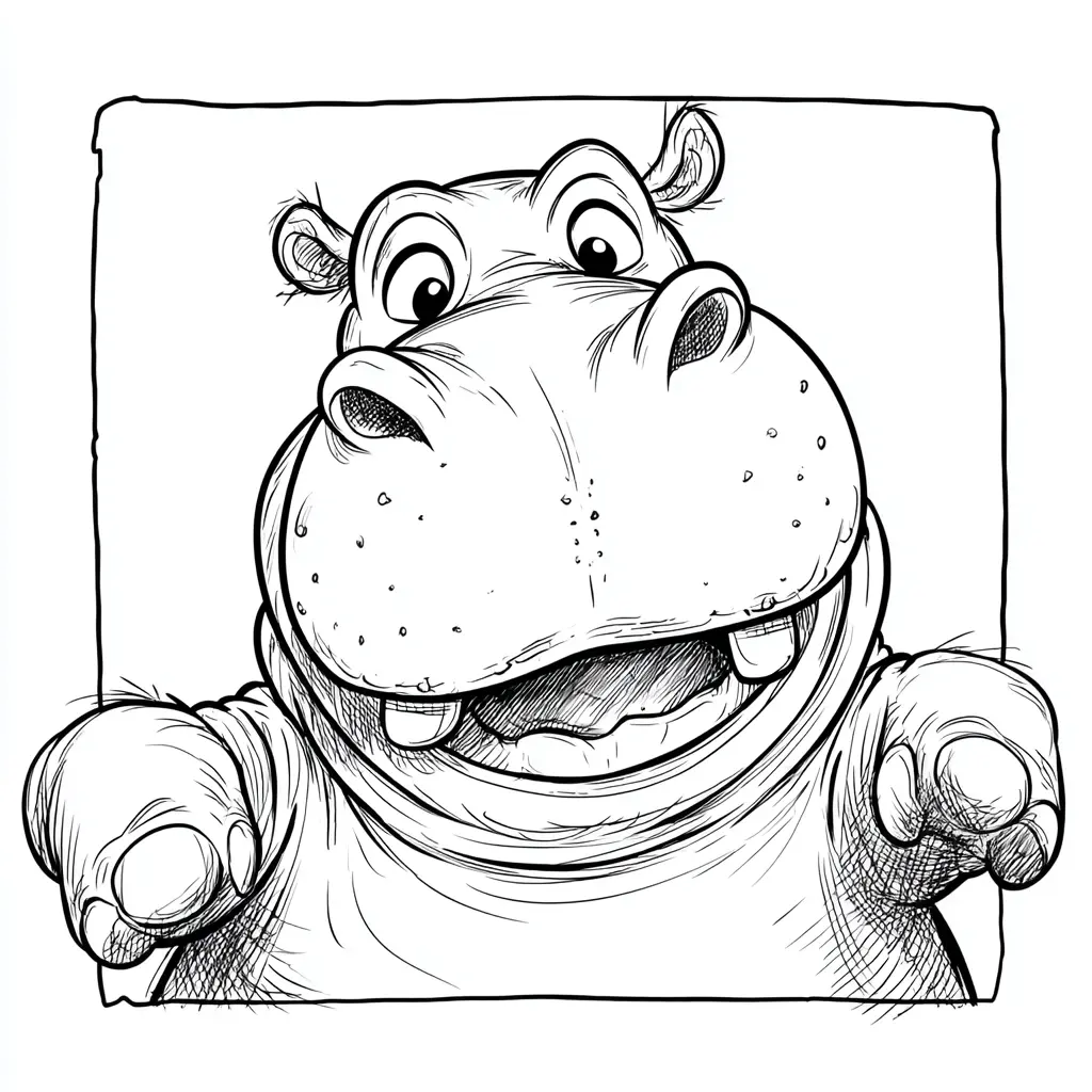 Dibujos de hipopótamos para colorear | CARICATURA DE HIPOPÓTAMO