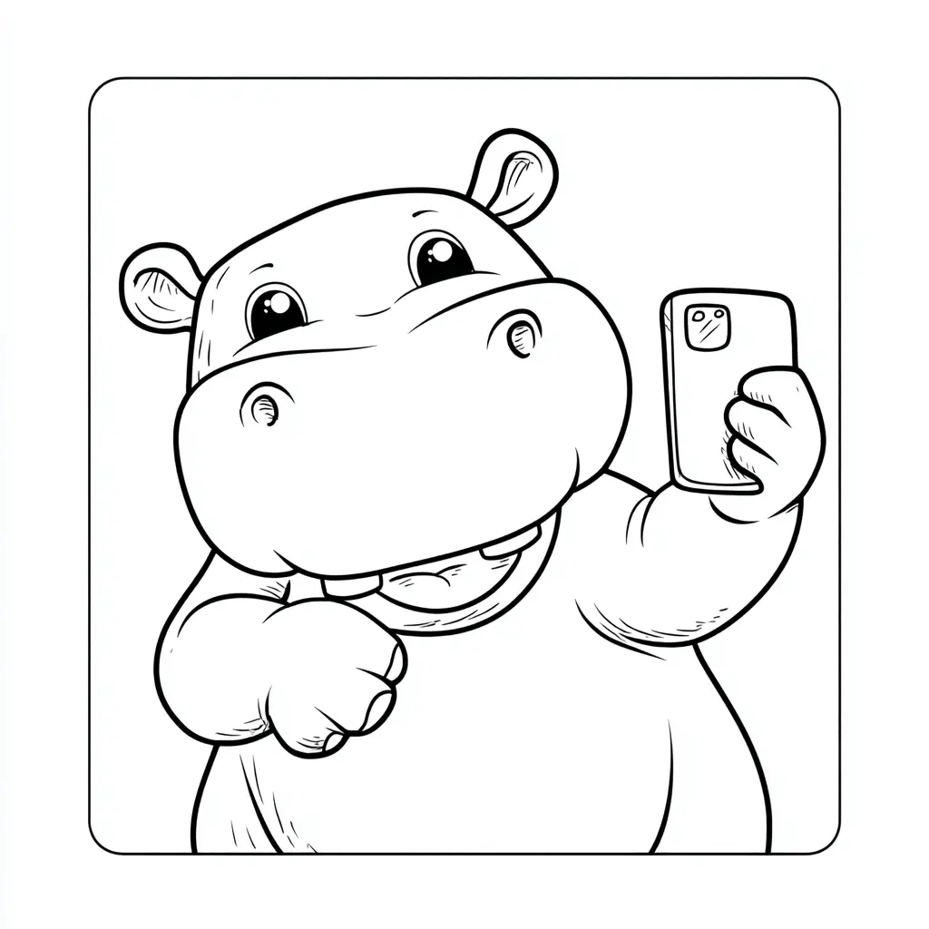 Dibujos de hipopótamos para colorear | HIPOPÓTAMO SONRIENTE