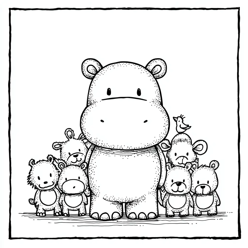 Dibujos de hipopótamos para colorear | HIPOPÓTAMO Y SUS AMIGOS