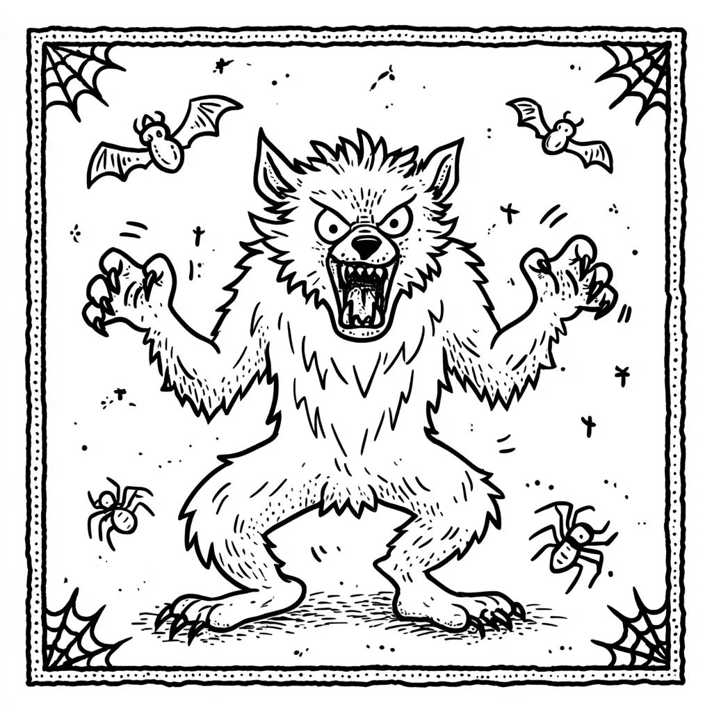 Dibujos de Halloween para colorear | HOMBRE LOBO FEROZ Dibujos de Halloween para colorear | HOMBRE LOBO FEROZ