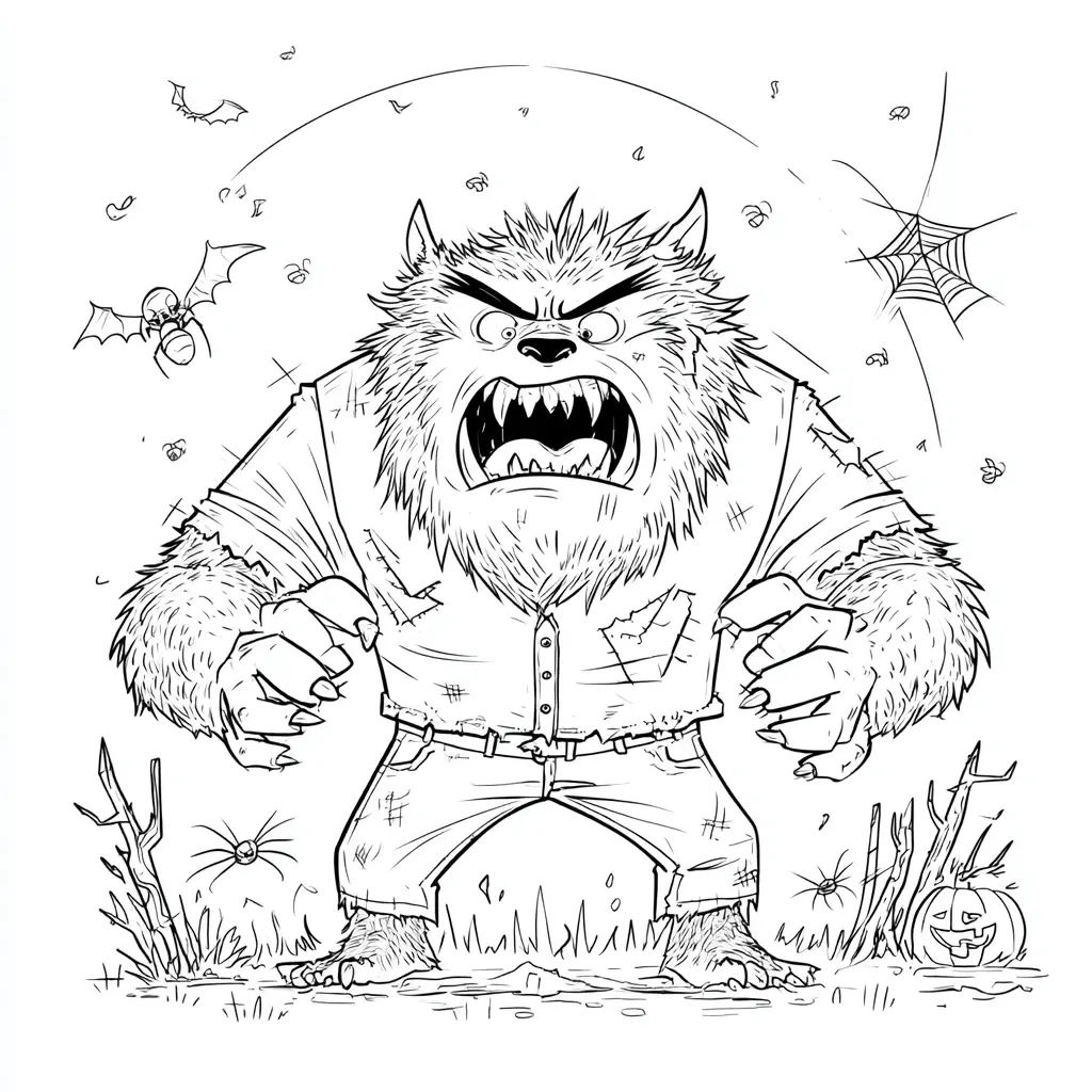 Dibujos de Halloween para colorear | HOMBRE LOBO ASUSTANDO Dibujos de Halloween para colorear | HOMBRE LOBO ASUSTANDO