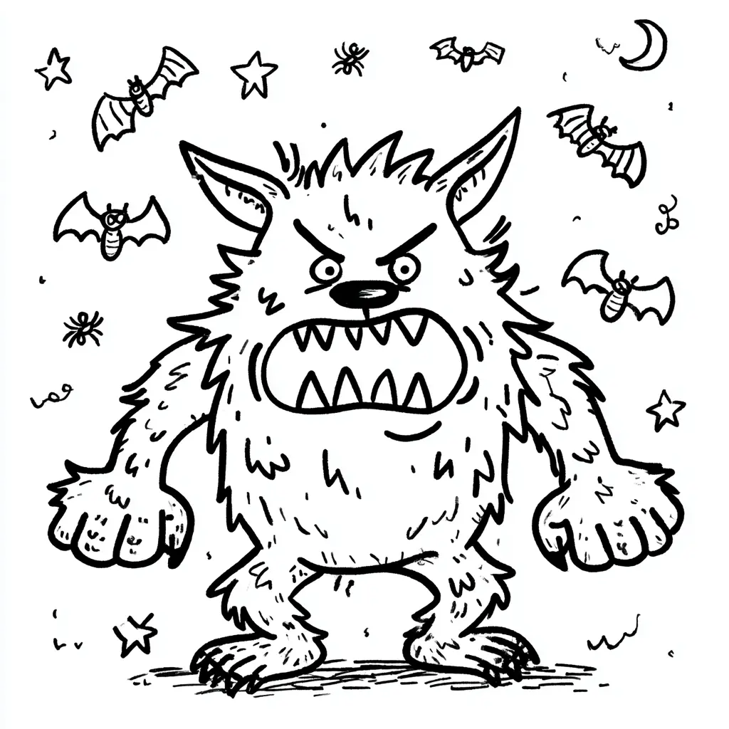 Dibujos de Halloween para colorear | HOMBRE LOBO FÁCIL Dibujos de Halloween para colorear | HOMBRE LOBO FÁCIL