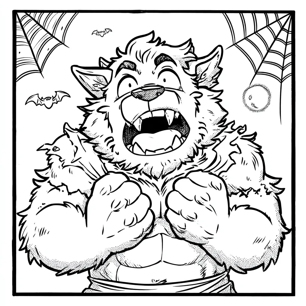 Dibujos de Halloween para colorear | HOMBRE LOBO Y LAS TELARAÑAS Dibujos de Halloween para colorear | HOMBRE LOBO Y LAS TELARAÑAS