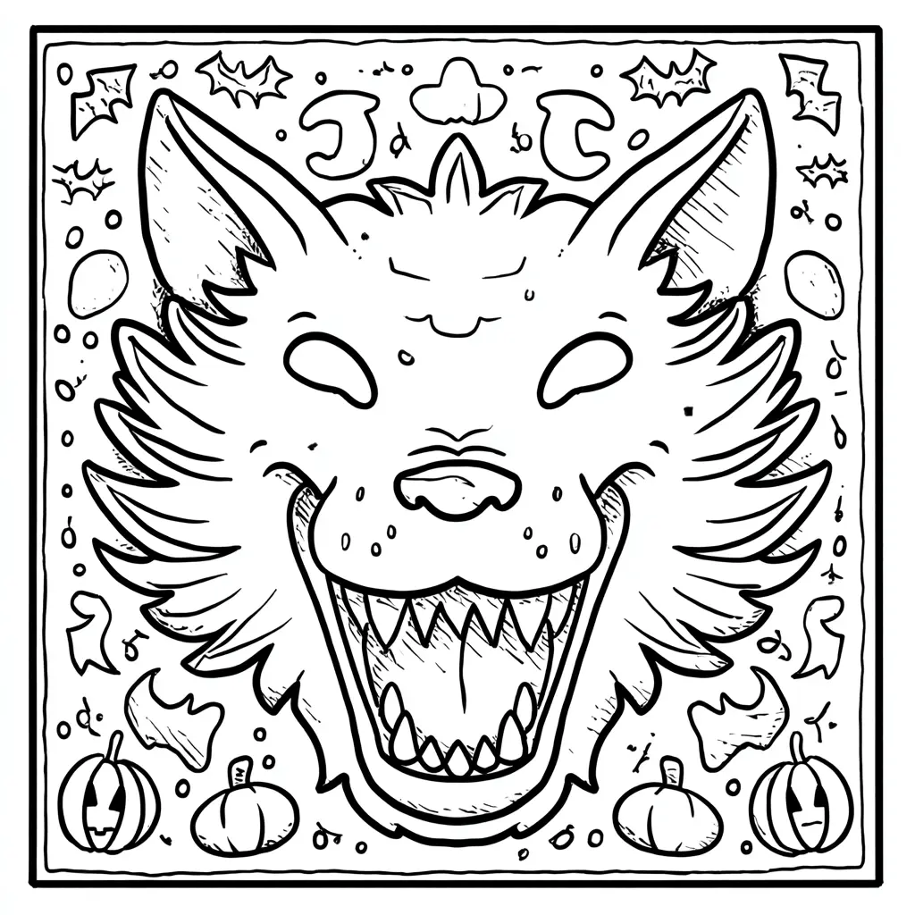 Dibujos de Halloween para colorear | CABEZA DE HOMBRE LOBO Dibujos de Halloween para colorear | CABEZA DE HOMBRE LOBO