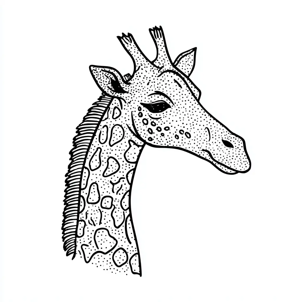 Dibujos de jirafas para colorear | CABEZA DE JIRAFA DE PERFIL | Minenito