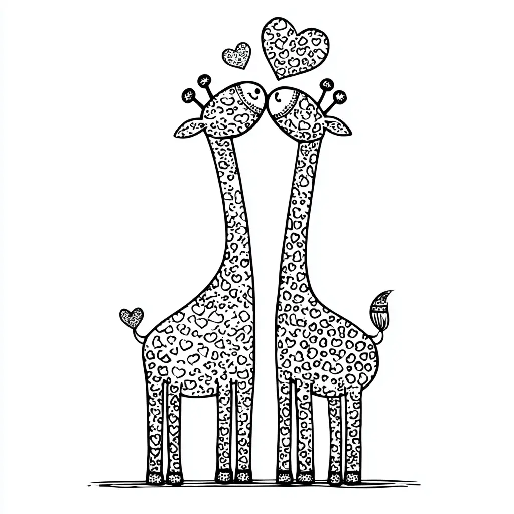Dibujos de jirafas para colorear | JIRAFAS AMOROSAS | Minenito