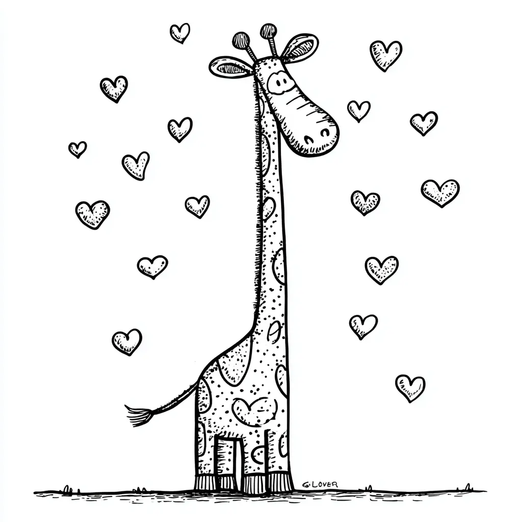 Dibujos de jirafas para colorear | JIRAFA ROMÁNTICA | Minenito