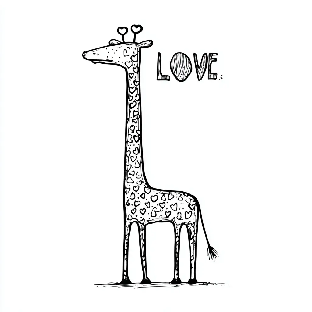 Dibujos de jirafas para colorear | JIRAFA IN LOVE | Minenito