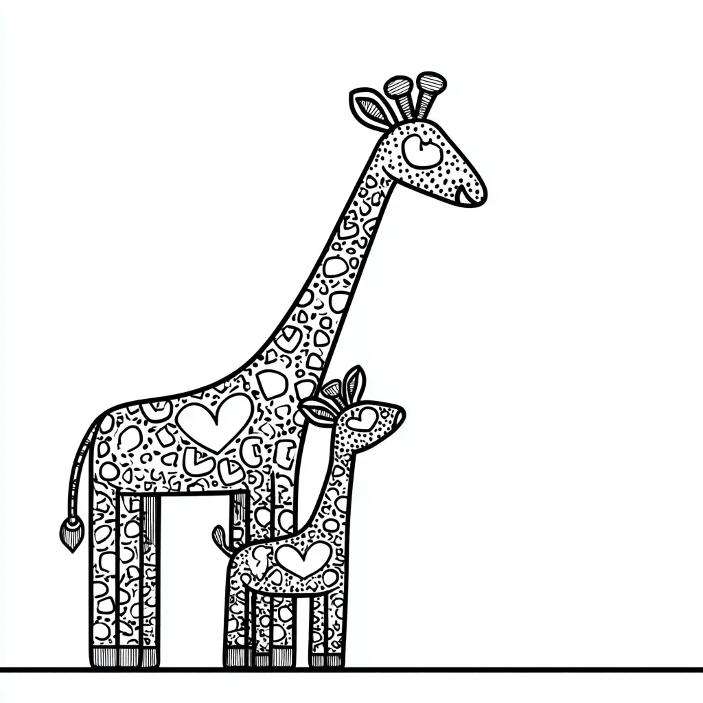 Dibujos de jirafas para colorear | JIRAFAS DE CORAZONES | Minenito