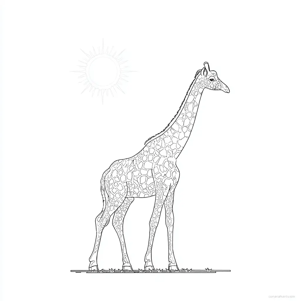Dibujos de jirafas para colorear | JIRAFA Y SOL | Minenito