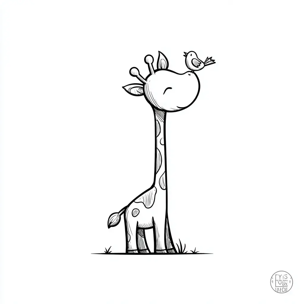 Dibujos de jirafas para colorear | JIRAFITA Y PAJARITO | Minenito