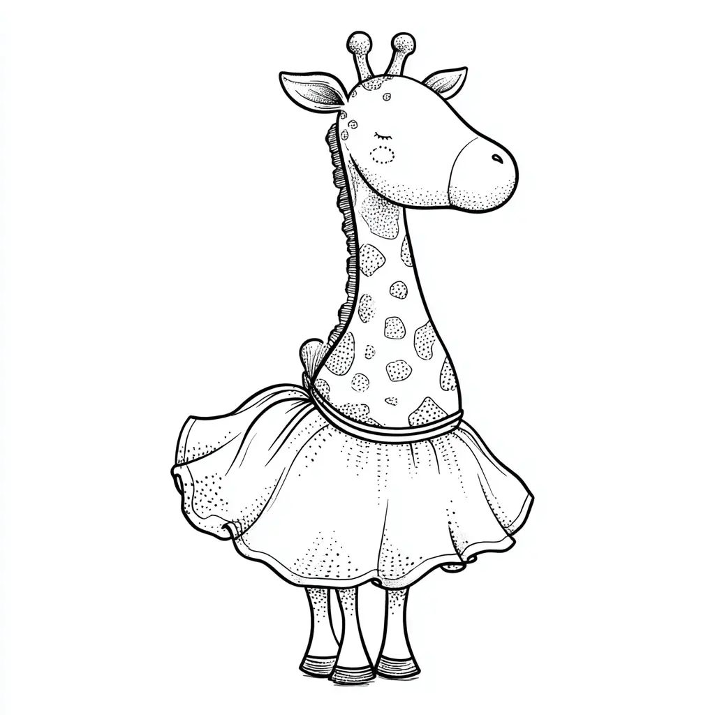 Dibujos de jirafas para colorear | JIRAFA CON FALDA | Minenito