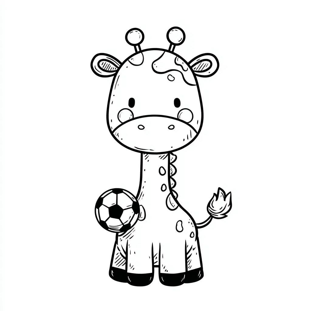 Dibujos de jirafas para colorear | JIRAFA KAWAII Y BALÓN | Minenito