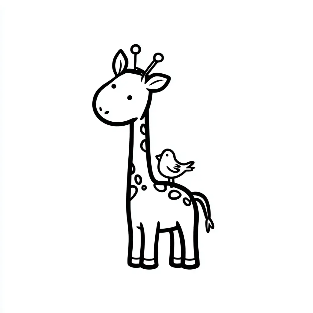 Dibujos de jirafas para colorear | PÁJARO CON JIRAFA | Minenito