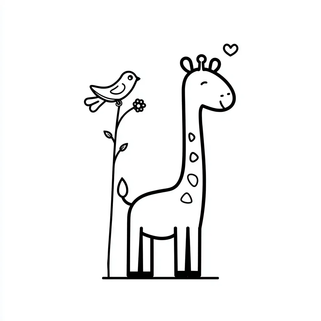 Dibujos de jirafas para colorear | LA JIRAFA QUE AMA A LOS PÁJAROS | Minenito