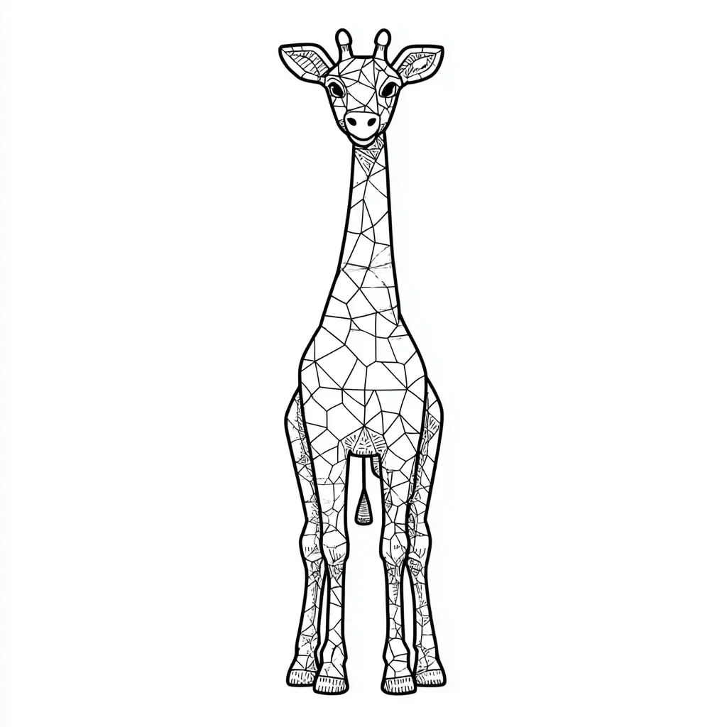 Dibujos de jirafas para colorear | JIRAFA POLIGONAL DE FRENTE | Minenito