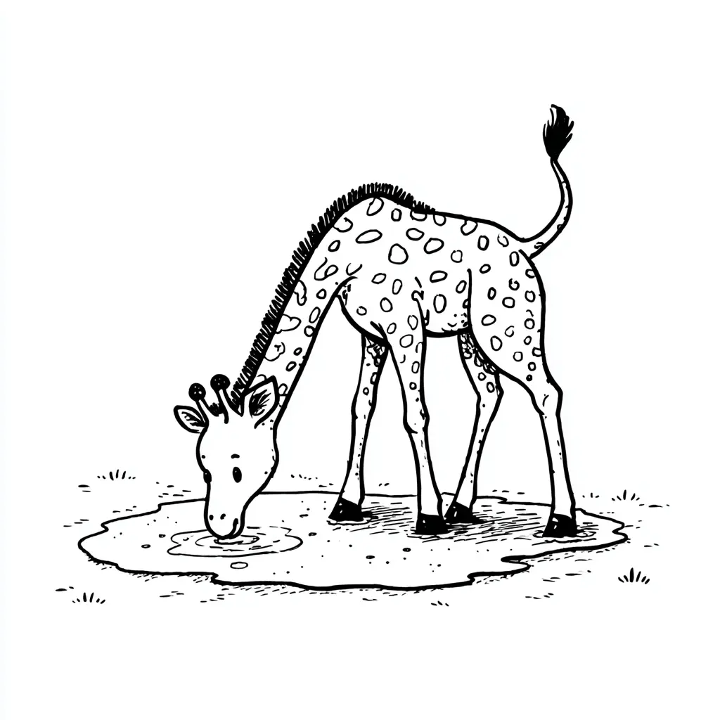 Dibujos de jirafas para colorear | JIRAFA INFANTIL BEBIENDO | Minenito
