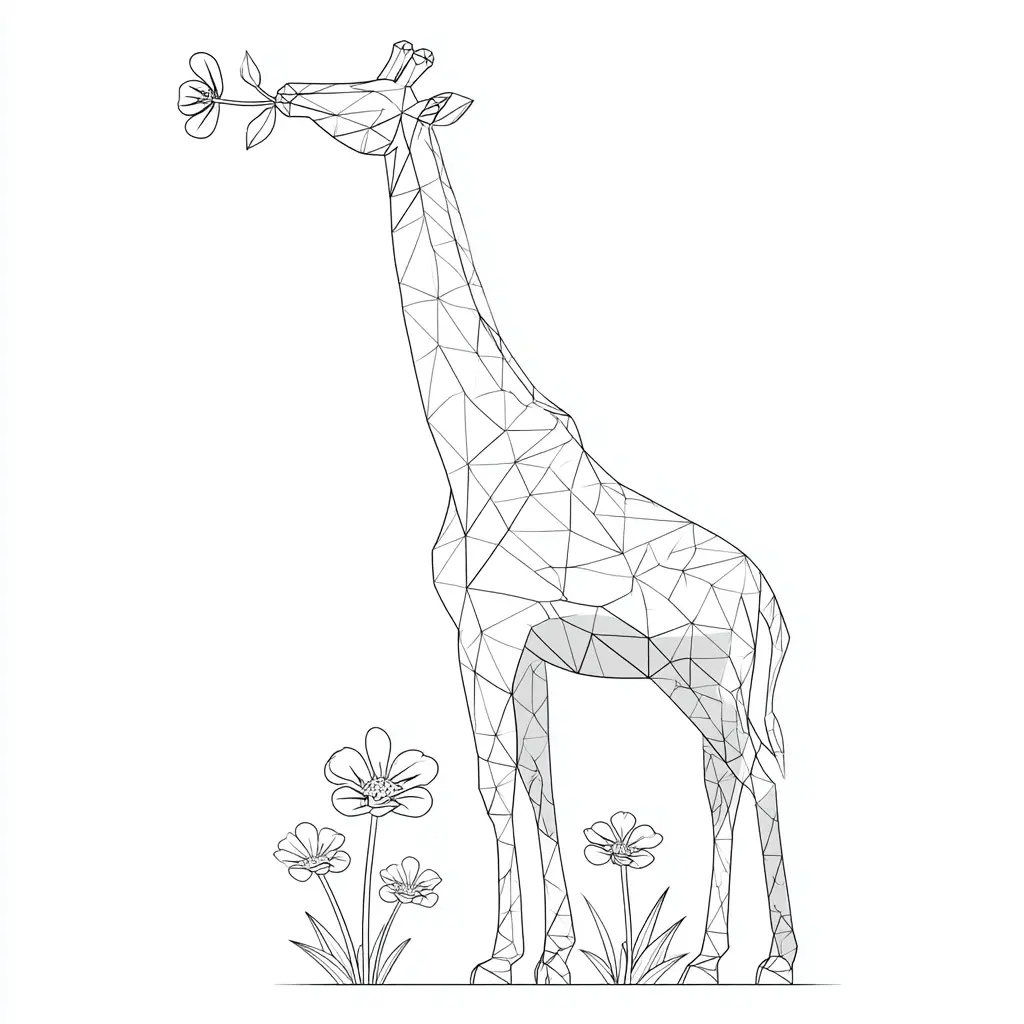 Dibujos de jirafas para colorear | LA JIRAFA ORNAMENTAL COMIENDO FLORES | Minenito