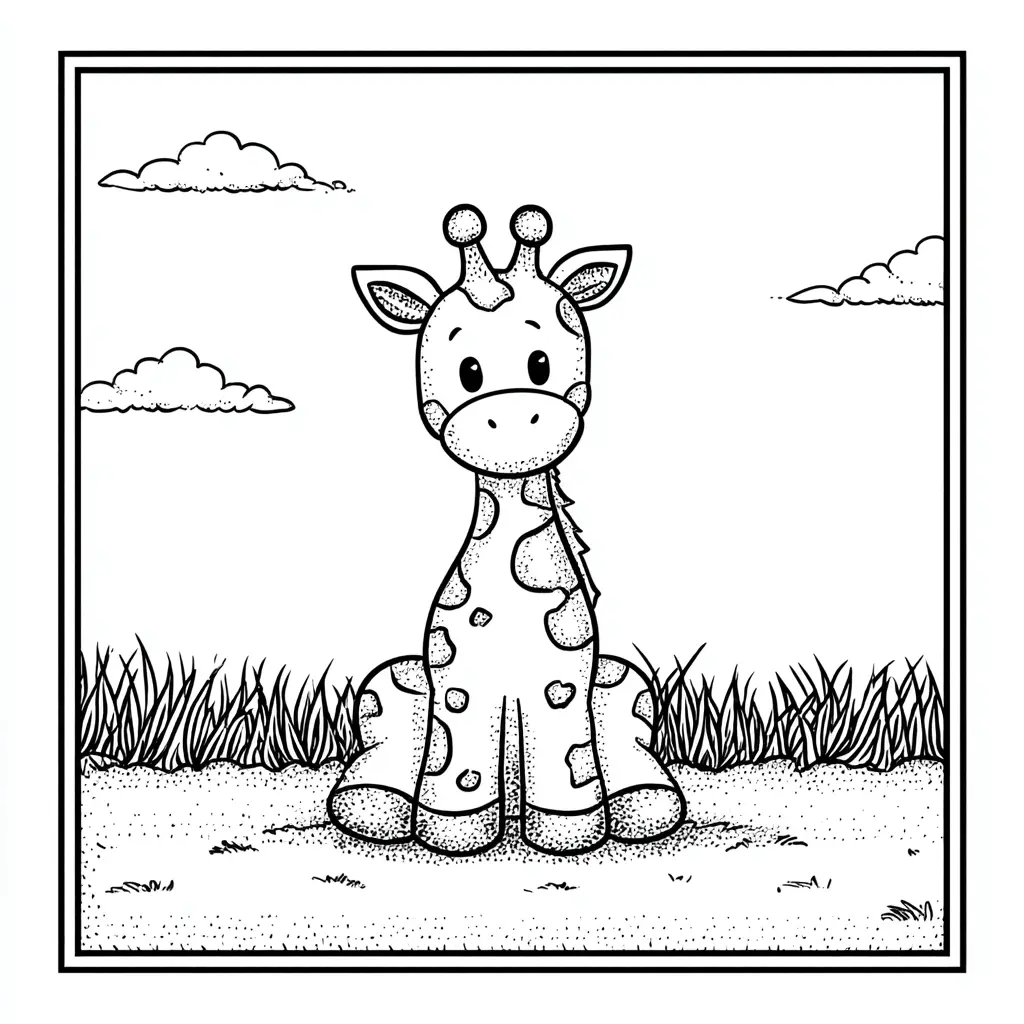 Dibujos de jirafas para colorear | JIRAFA DE DIBUJOS SENTADA | Minenito