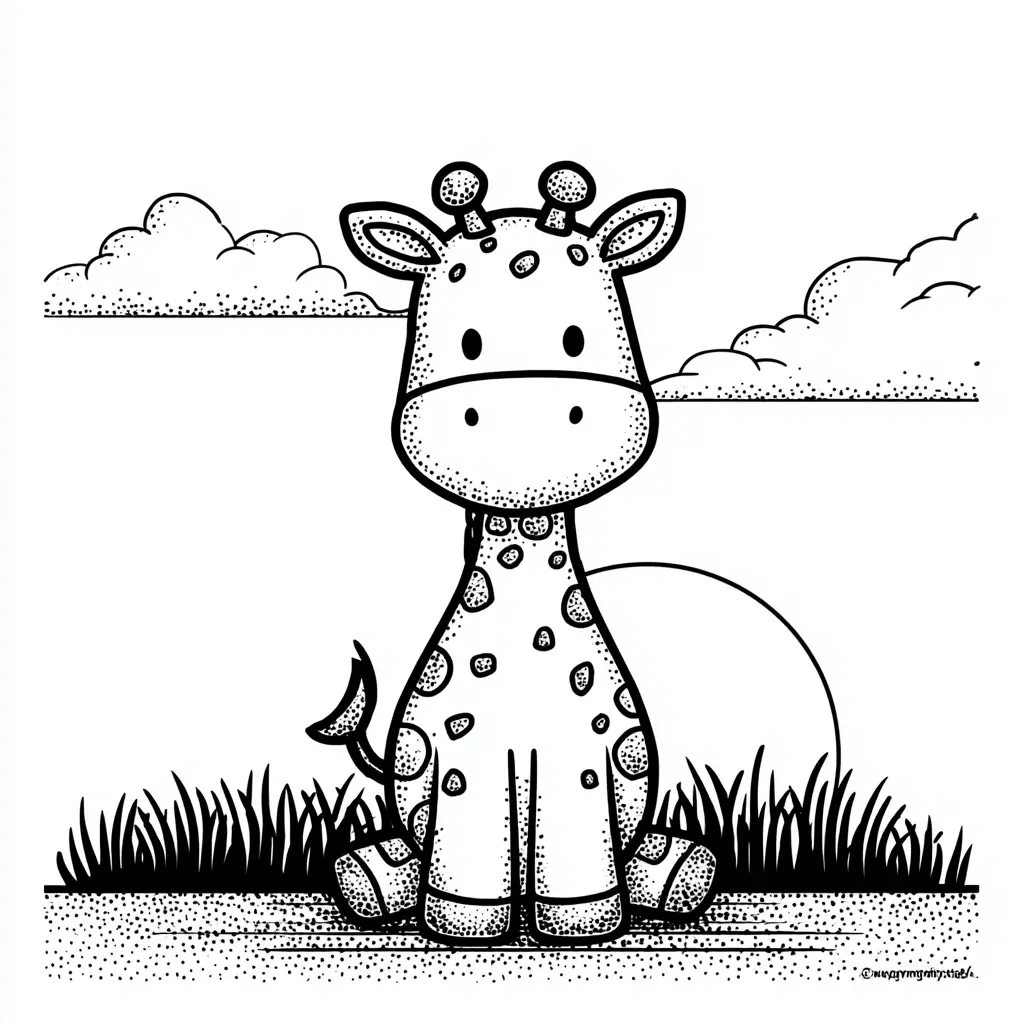 Dibujos de jirafas para colorear | JIRAFA BEBÉ AL ATARDECER | Minenito