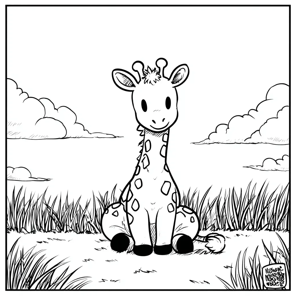 Dibujos de jirafas para colorear | JIRAFA ENTRE NUBES | Minenito