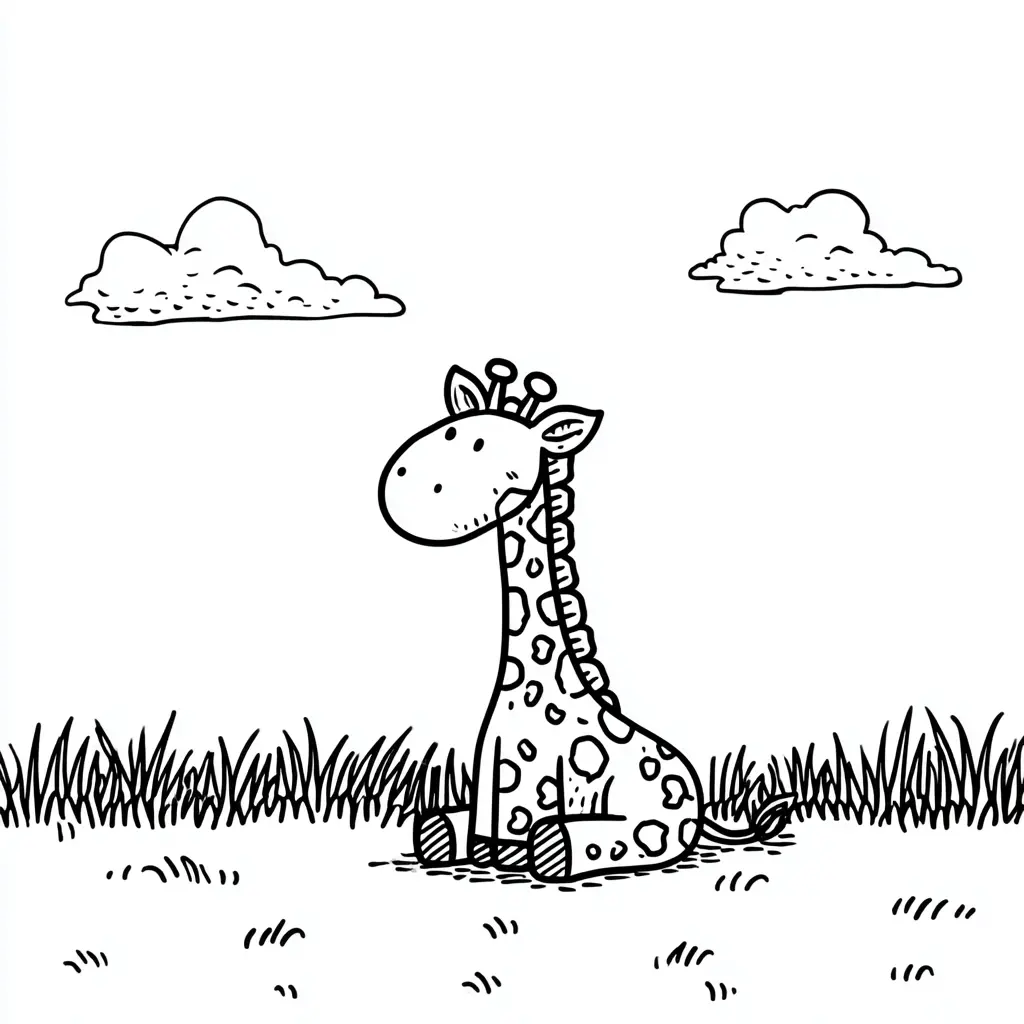 Dibujos de jirafas para colorear | JIRAFA EN CALMA | Minenito