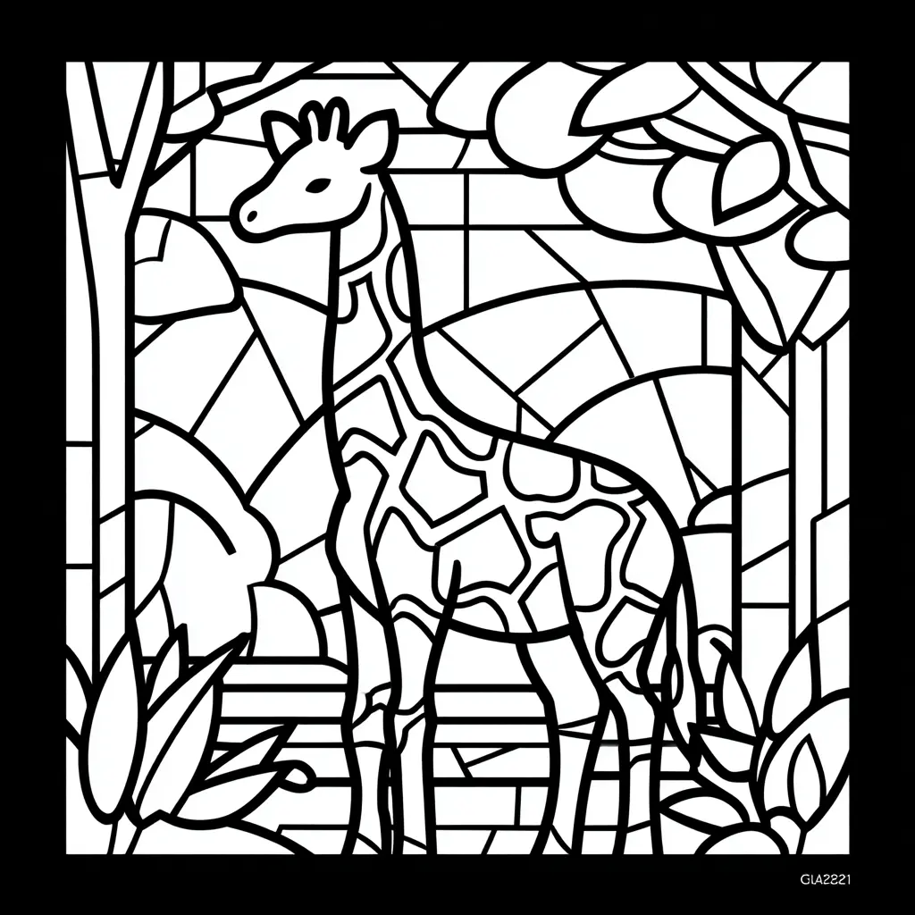 Dibujos de jirafas para colorear | VIDRIERA DE JIRAFA | Minenito