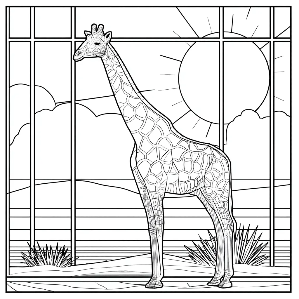 Dibujos de jirafas para colorear | JIRAFA JUNTO AL SOL | Minenito