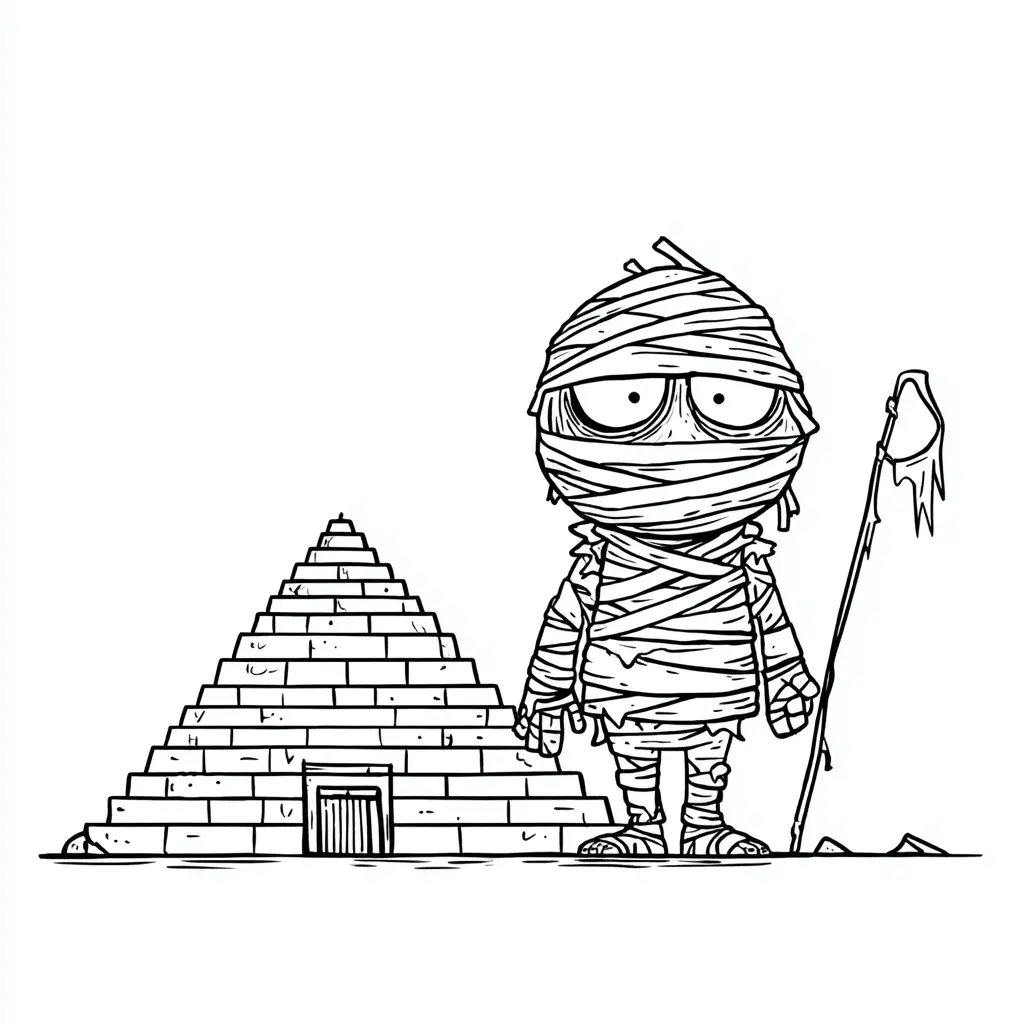 Dibujos de Halloween para colorear | MOMIA GUARDIANA DE PIRÁMIDE Dibujos de Halloween para colorear | MOMIA GUARDIANA DE PIRÁMIDE