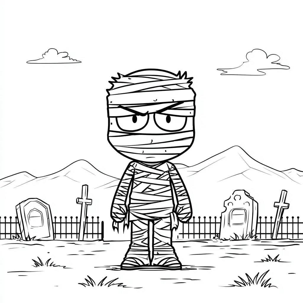 Dibujos de Halloween para colorear | MOMIA EN EL CEMENTERIO Dibujos de Halloween para colorear | MOMIA EN EL CEMENTERIO