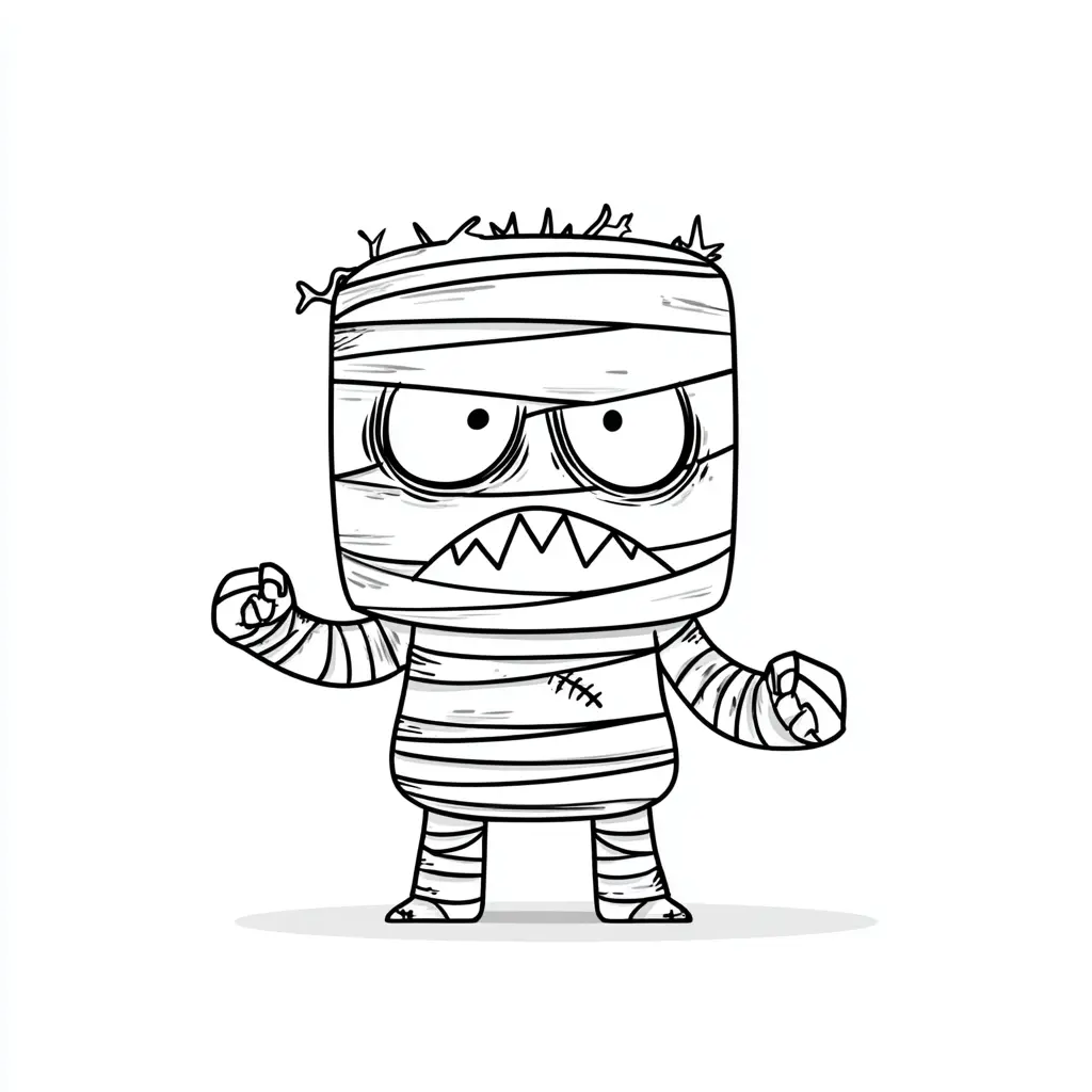 Dibujos de Halloween para colorear | MOMIA ENOJADA Dibujos de Halloween para colorear | MOMIA ENOJADA