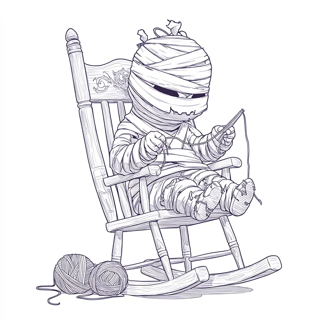 Dibujos de Halloween para colorear | MOMIA EN LA MECEDORA Dibujos de Halloween para colorear | MOMIA EN LA MECEDORA