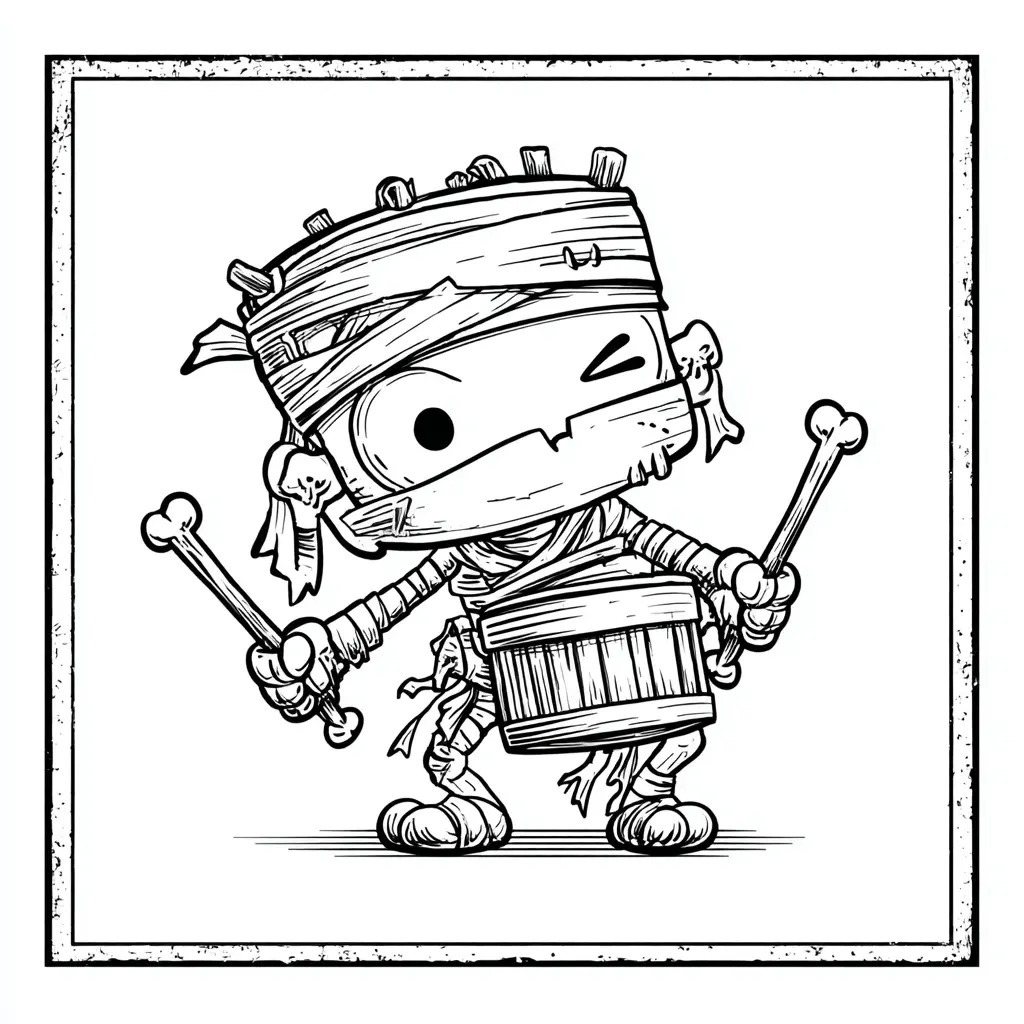 Dibujos de Halloween para colorear | MOMIA TAMBORILERA Dibujos de Halloween para colorear | MOMIA TAMBORILERA