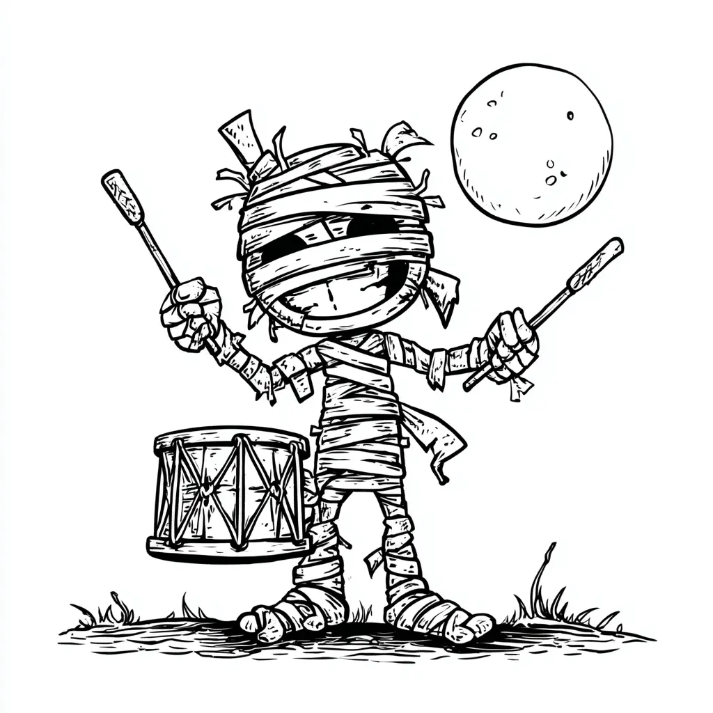 Dibujos de Halloween para colorear | MOMIA TOCANDO BAJO LA LUNA Dibujos de Halloween para colorear | MOMIA TOCANDO BAJO LA LUNA
