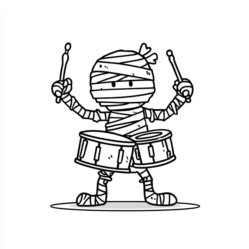 Dibujos de Halloween para colorear | MOMIA TAMBORISTA Dibujos de Halloween para colorear | MOMIA TAMBORISTA