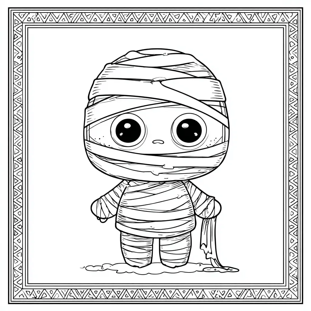 Dibujos de Halloween para colorear | RECUADRO CON MOMIA Dibujos de Halloween para colorear | RECUADRO CON MOMIA