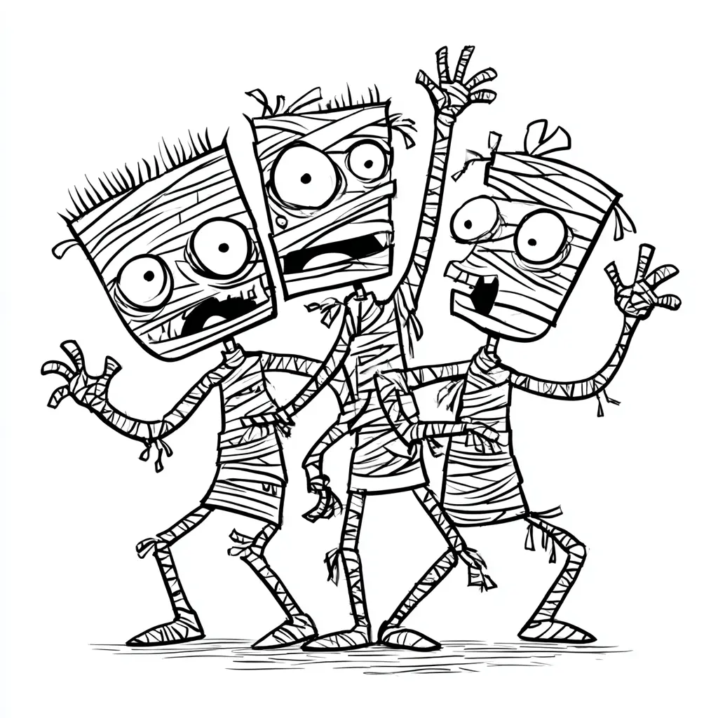 Dibujos de Halloween para colorear | DANZA DE MOMIAS Dibujos de Halloween para colorear | DANZA DE MOMIAS