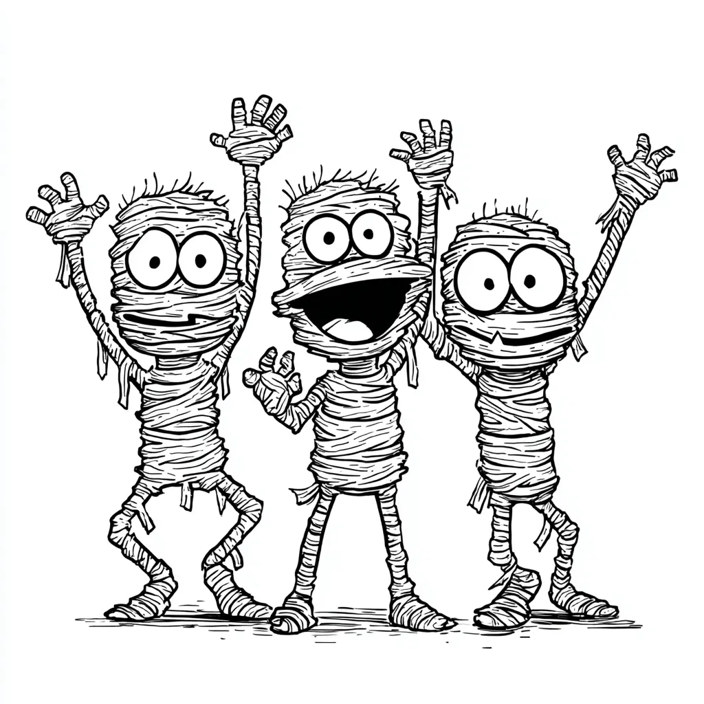 Dibujos de Halloween para colorear | MOMIAS SALUDANDO Dibujos de Halloween para colorear | MOMIAS SALUDANDO